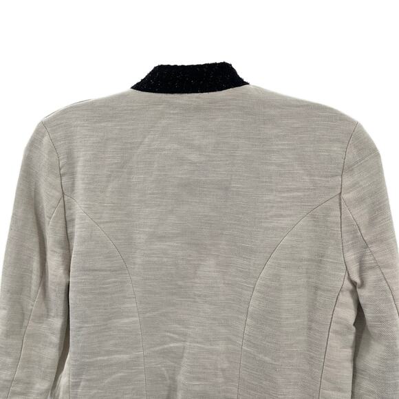 Kinder Aggugini for Macy's Cream Linen Military Black Trim Ribbon Cuff Blazer XS - Picture 7 of 12